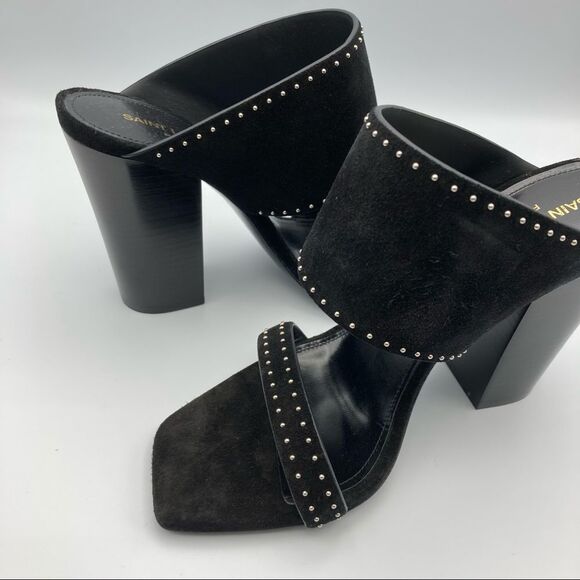 Saint Laurent Oak Woman’s Mule Suede Sandal Size 37 US 7 - Picture 8 of 10